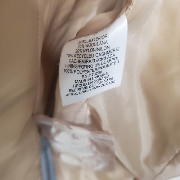 Marvin Richards Cashmere wool blend Oatmeal button front coat S Small - Picture 3 of 4